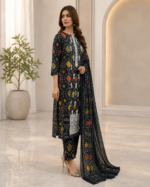 Lawn 3 Piece Suit – Embroidered Printed - Image 3