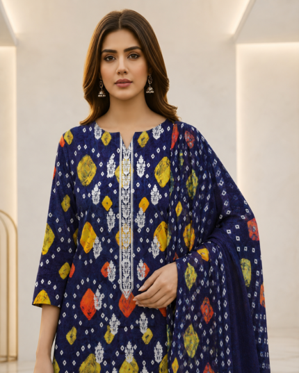 Lawn 3 Piece Suit – Embroidered Printed
