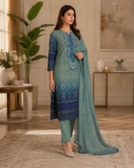 Lawn 3 Piece Suit – Embroidered Printed - Image 4