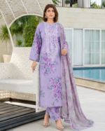 Luxury Lawn 3 Piece Suit – Embroidered printed - Image 4